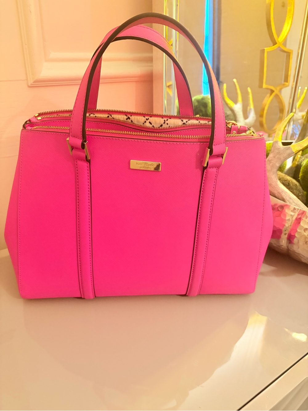 Kate Spade -like new Bright Pink Structured Tote Bag - Designer-Inspired